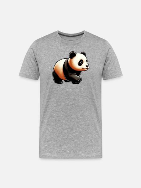 Panda - Männer Premium Bio T-Shirt - Grau meliert