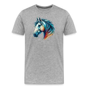 Cheval - T-shirt bio Premium Homme - gris chiné - Devant - Damien (186cm)