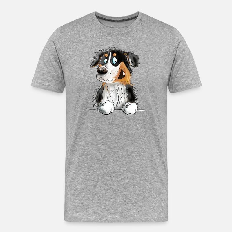 Funny Australian Shepherd Black Tri - Männer Premium Bio T-Shirt - Grau meliert