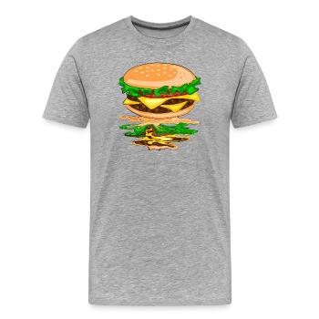 Hamburger with a reflection - Men's Premium Organic T-Shirt - heather grey - Front - Damien (186cm)