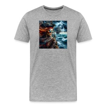l'Aventurière des Mers - T-shirt bio Premium Homme - gris chiné - Devant - Damien (186cm)