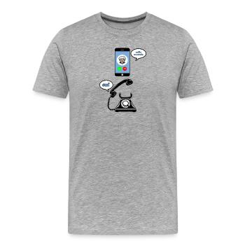 Hallo Oma - Männer Premium Bio T-Shirt - Grau meliert - Vorne - Damien (186cm)