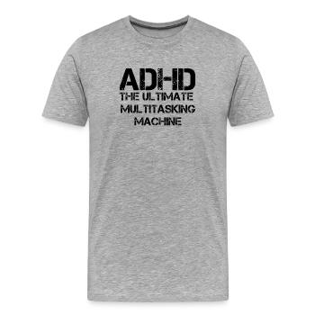 TDAH - T-shirt bio Premium Homme - gris chiné - Devant - Damien (186cm)