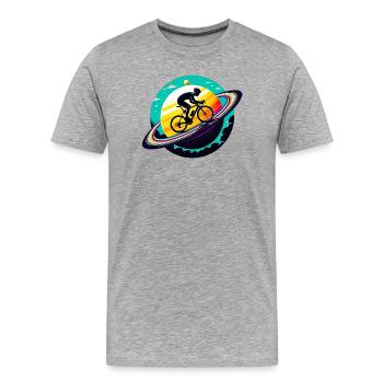 Cycliste sur Saturne - T-shirt bio Premium Homme - gris chiné - Devant - Damien (186cm)