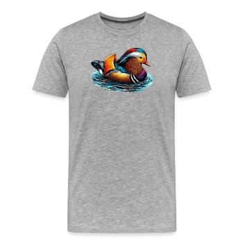 Canard mandarin - T-shirt bio Premium Homme - gris chiné - Devant - Damien (186cm)