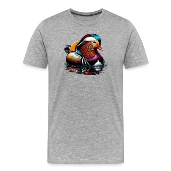 Canard mandarin - T-shirt bio Premium Homme - gris chiné - Devant - Damien (186cm)