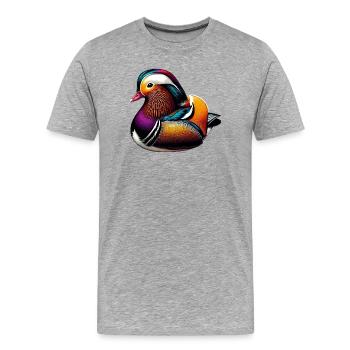 Canard mandarin - T-shirt bio Premium Homme - gris chiné - Devant - Damien (186cm)
