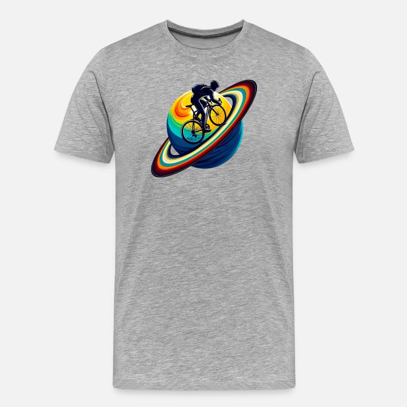 Radfahrer auf dem Saturn - Männer Premium Bio T-Shirt - Grau meliert
