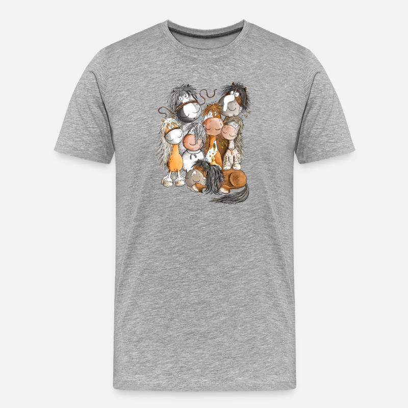 Pferdehaufen Pferde Team Herde Pferd - Männer Premium Bio T-Shirt - Grau meliert