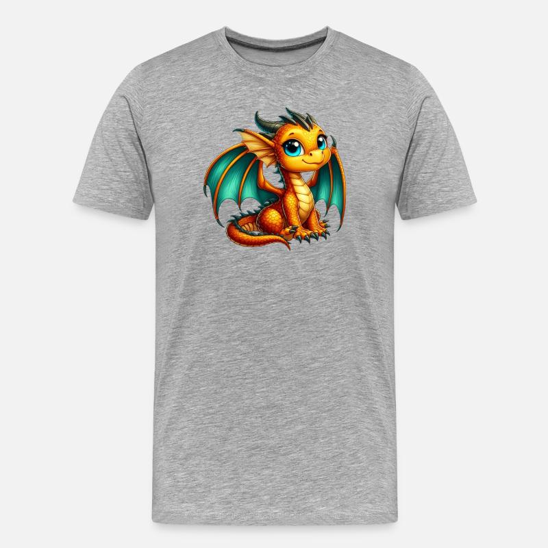 Drache - Männer Premium Bio T-Shirt - Grau meliert