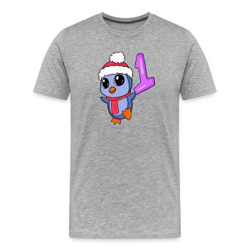 Number 1 Number One - Penguin Motif - Men's Premium Organic T-Shirt - heather grey - Front - Damien (186cm)