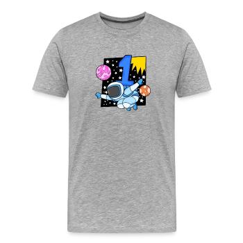 Number 1 Number One - Astronaut Motif - Men's Premium Organic T-Shirt - heather grey - Front - Damien (186cm)