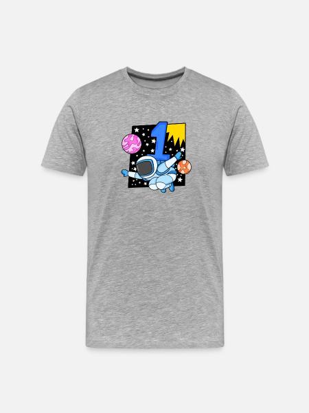 Number 1 Number One - Astronaut Motif - Men's Premium Organic T-Shirt - heather grey