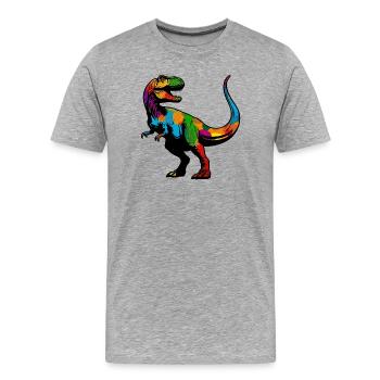 Dinosaur - Men's Premium Organic T-Shirt - heather grey - Front - Damien (186cm)
