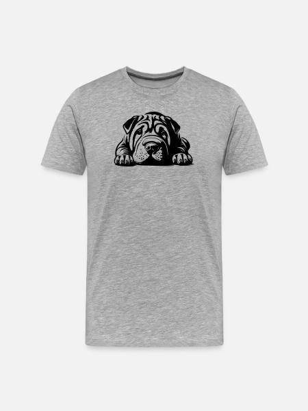 Shar Pei Head with Paws - Men's Premium Organic T-Shirt - heather grey