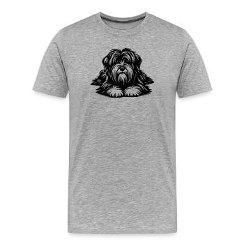 Tibet Terrier - Männer Premium Bio T-Shirt - Grau meliert - Vorne - Damien (186cm)