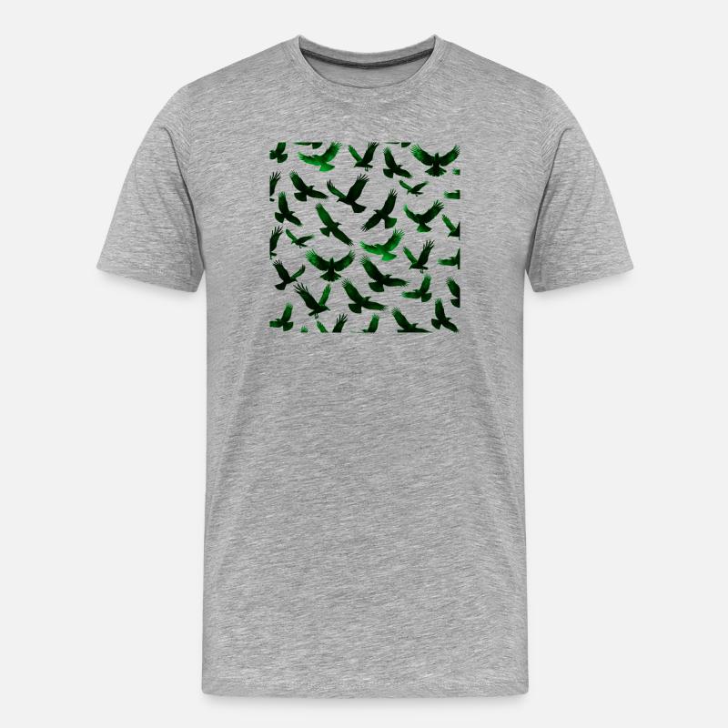 Goth muster, Kolkraben, animal prints - Männer Premium Bio T-Shirt - Grau meliert