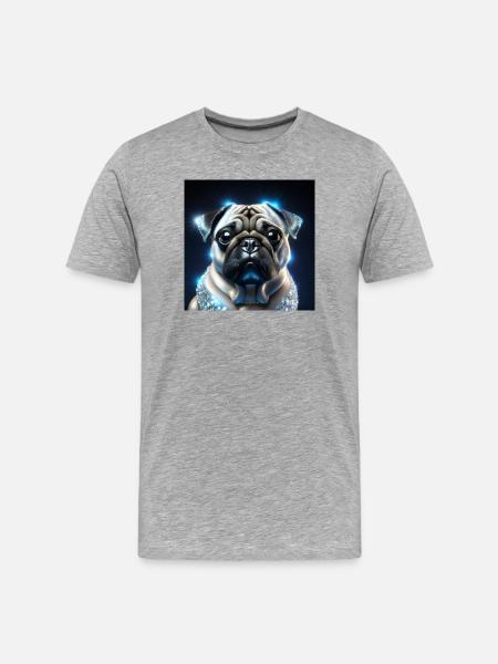 Futuristic Dog with Glitter Accents - Men's Premium Organic T-Shirt - heather grey