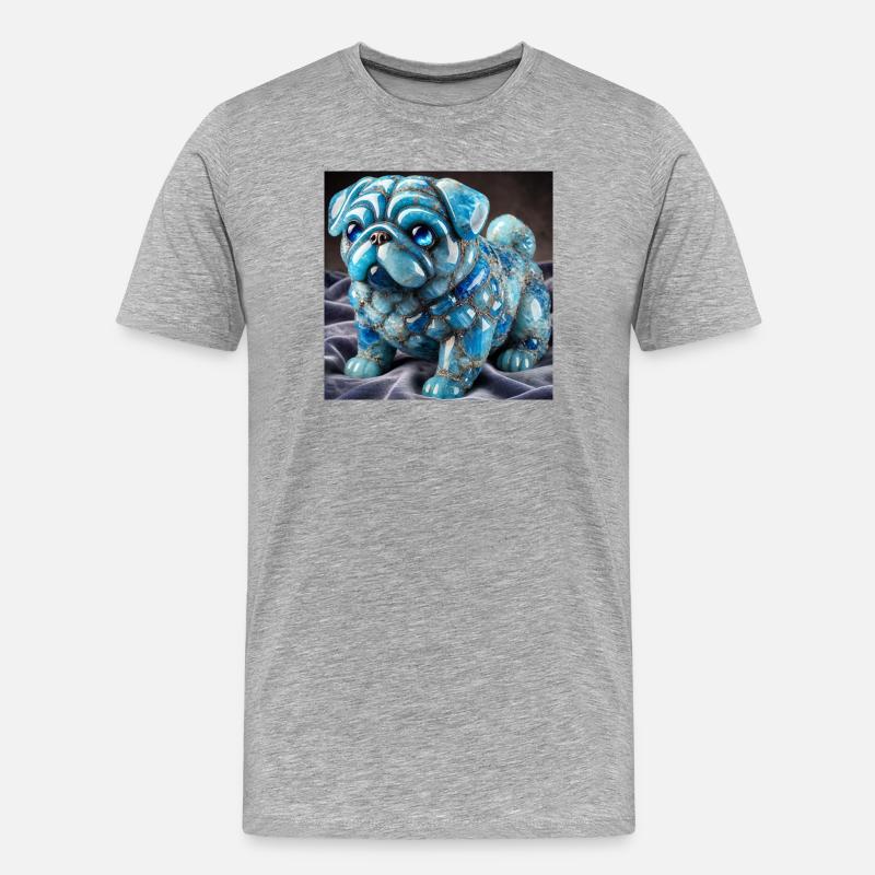 Blauer Kristall-Pug Dekorfigur - Männer Premium Bio T-Shirt - Grau meliert