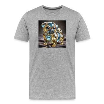 Luxus Kristall Hund Skulptur - Männer Premium Bio T-Shirt - Grau meliert - Vorne - Damien (186cm)