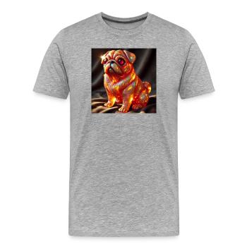 Farbexplosiver Bulldog Skulptur - Männer Premium Bio T-Shirt - Grau meliert - Vorne - Damien (186cm)