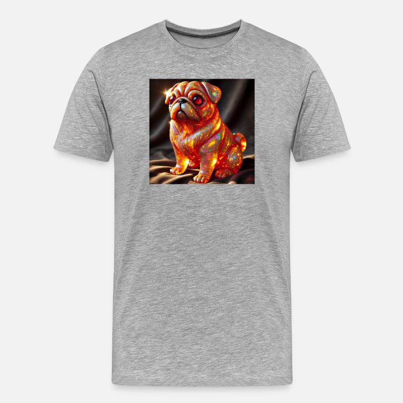 Farbexplosiver Bulldog Skulptur - Männer Premium Bio T-Shirt - Grau meliert