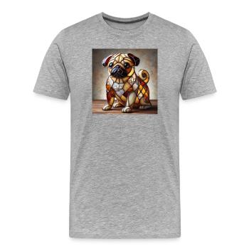 Stained Glass Bulldog Dekofigur - Männer Premium Bio T-Shirt - Grau meliert - Vorne - Damien (186cm)