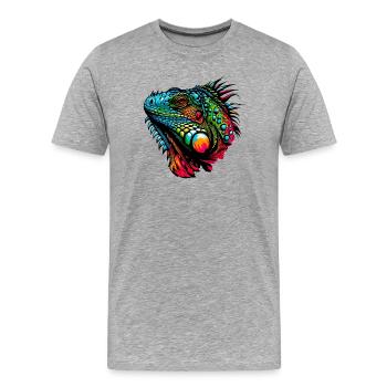 Leguan - Männer Premium Bio T-Shirt - Grau meliert - Vorne - Damien (186cm)