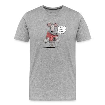 rat de bibliothèque rat de livre lecture rat de bibliothèque - T-shirt bio Premium Homme - gris chiné - Devant - Damien (186cm)