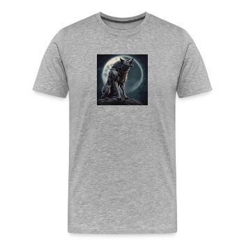 loup-garou, monstre, halloween, pleine lune - T-shirt bio Premium Homme - gris chiné - Devant - Damien (186cm)