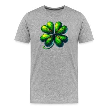Trèfle à quatre feuilles - T-shirt bio Premium Homme - gris chiné - Devant - Damien (186cm)