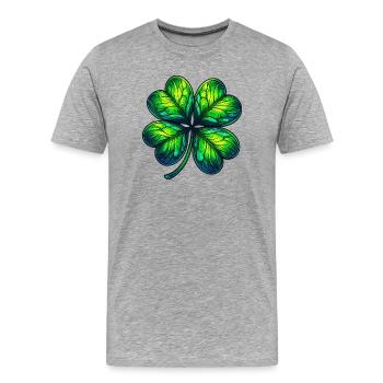 Trèfle à quatre feuilles - T-shirt bio Premium Homme - gris chiné - Devant - Damien (186cm)