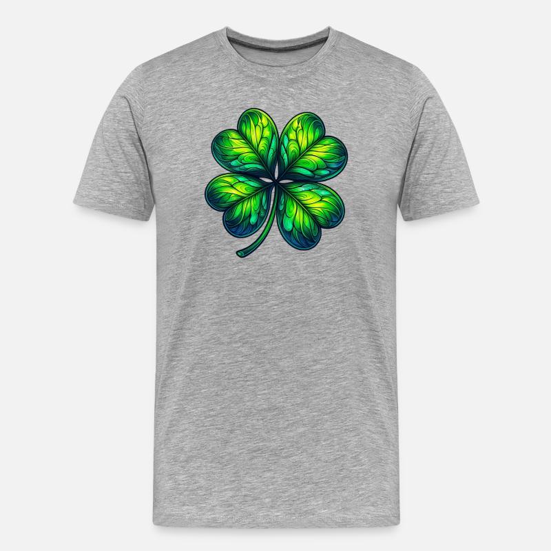 Vierblättriges Kleeblatt - Männer Premium Bio T-Shirt - Grau meliert