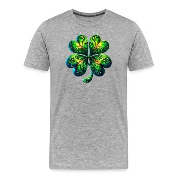 Trèfle à quatre feuilles - T-shirt bio Premium Homme - gris chiné - Devant - Damien (186cm)