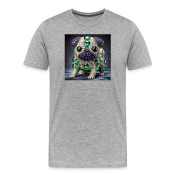 Exklusives Mops-Design-Shirt - Männer Premium Bio T-Shirt - Grau meliert - Vorne - Damien (186cm)