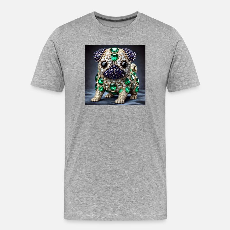 Exklusives Mops-Design-Shirt - Männer Premium Bio T-Shirt - Grau meliert