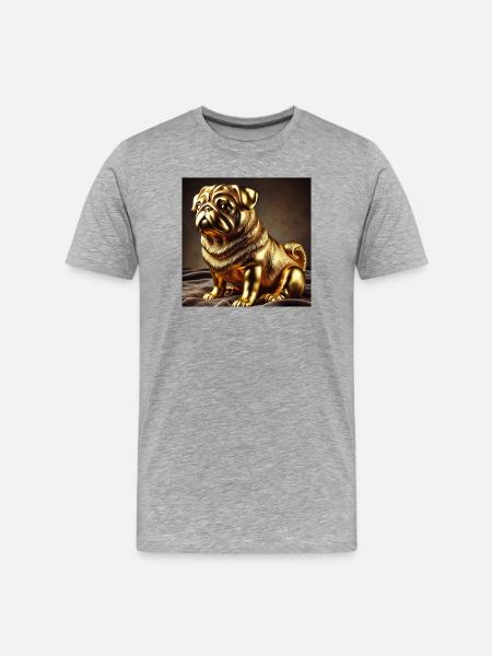 Golden Pug Sculpture - Men's Premium Organic T-Shirt - heather grey