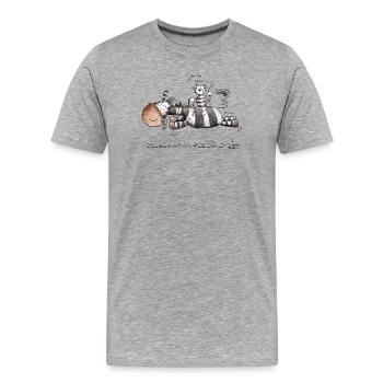 Cat Riding Zebra Stripe Animal Motif MODARTIS - Men's Premium Organic T-Shirt - heather grey - Front - Damien (186cm)