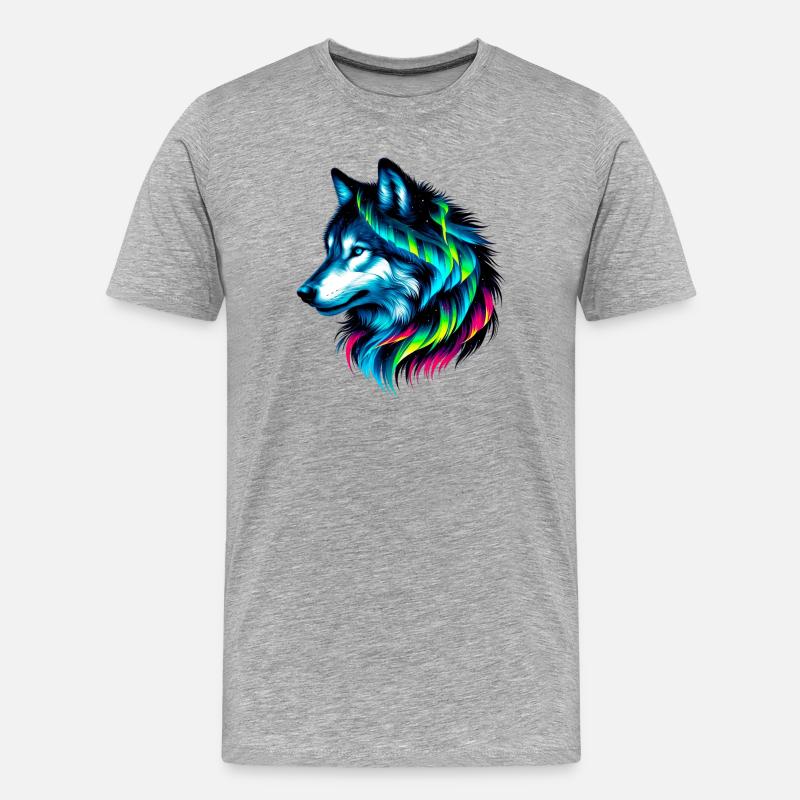 Wolf - Männer Premium Bio T-Shirt - Grau meliert