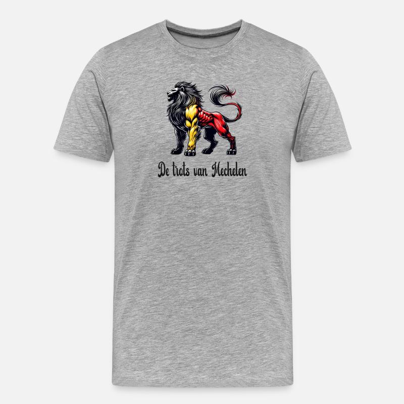 Mechelen Löwe Flaggen Design - Männer Premium Bio T-Shirt - Grau meliert