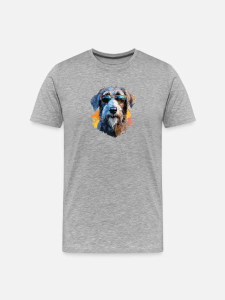Wolfhound with sunglasses - Men's Premium Organic T-Shirt - heather grey
