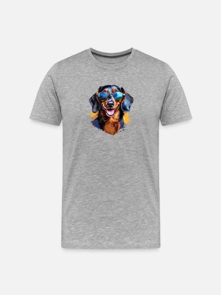 Dachshund with sunglasses - Men's Premium Organic T-Shirt - heather grey
