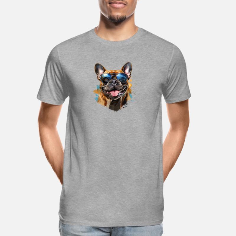 Frenchie mit Sonnenbrille Männer Premium Bio T-Shirt