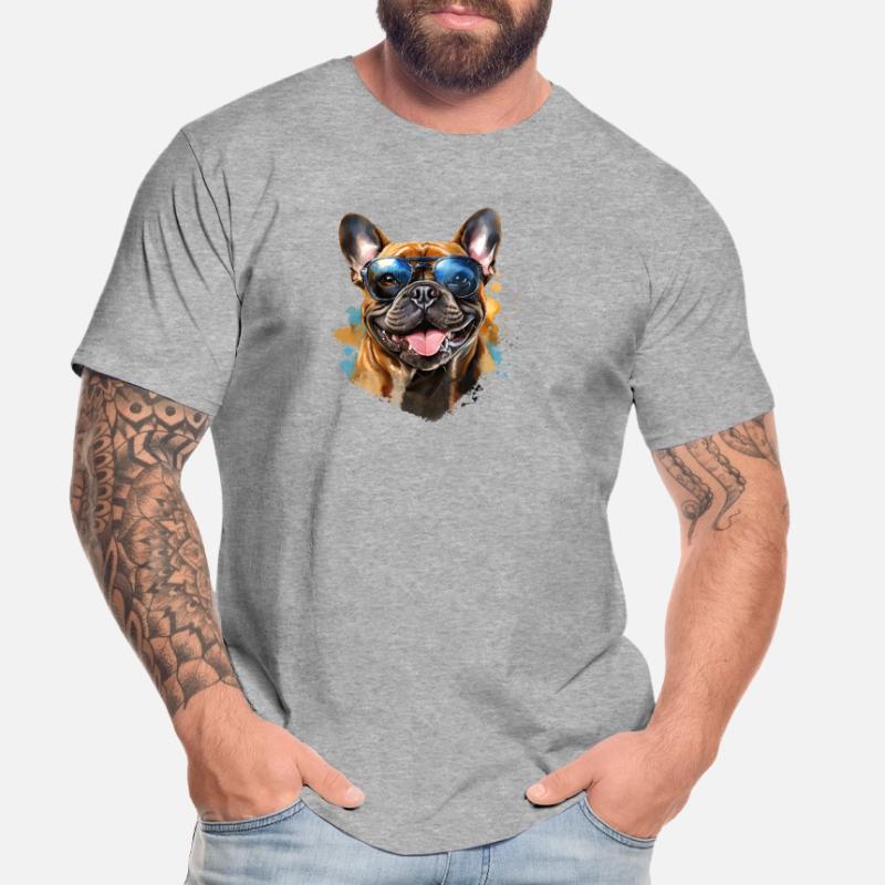 Frenchie mit Sonnenbrille Männer Premium Bio T-Shirt