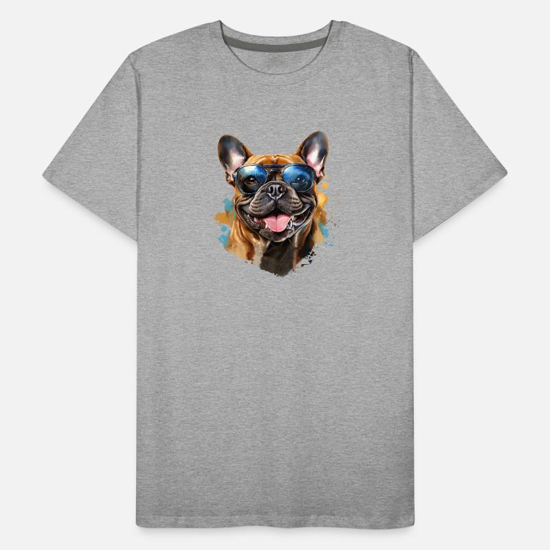 Frenchie mit Sonnenbrille Männer Premium Bio T-Shirt
