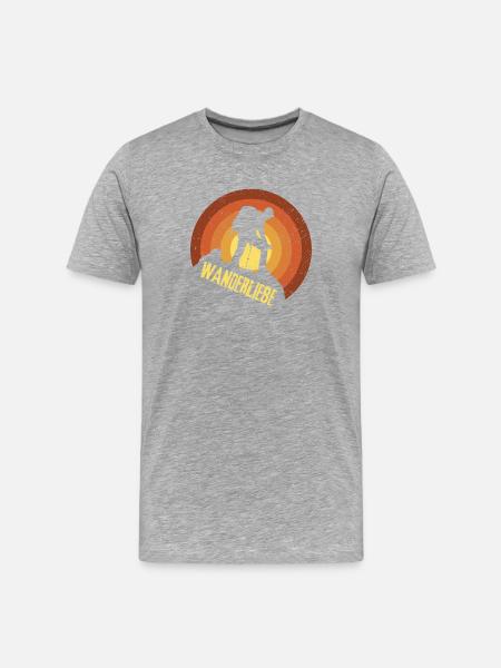 Wanderliebe - Männer Premium Bio T-Shirt - Grau meliert