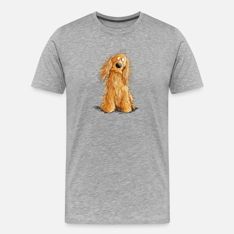 Happy Cocker Spaniel - Männer Premium Bio T-Shirt - Grau meliert