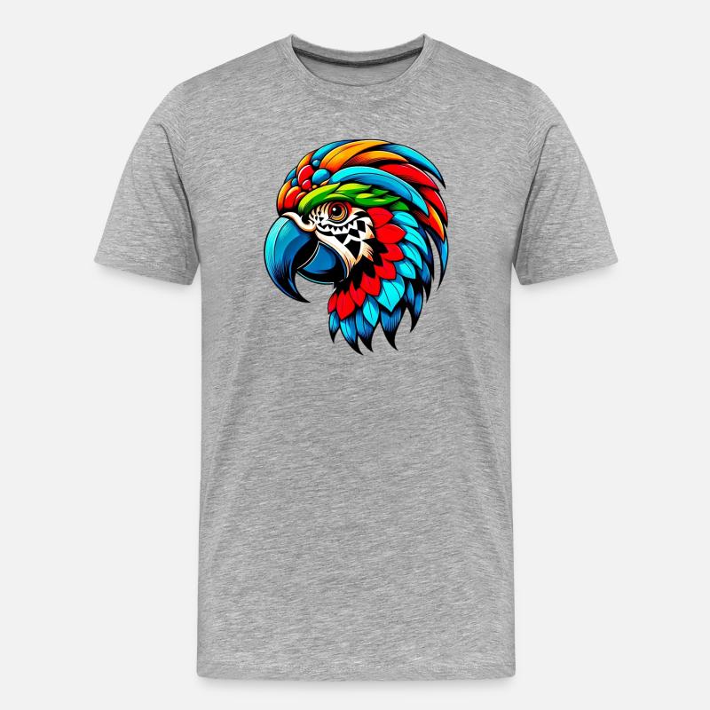 Harlekin Papagei - Männer Premium Bio T-Shirt - Grau meliert