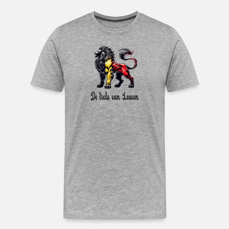 Leuven Löwe Flaggen Design - Männer Premium Bio T-Shirt - Grau meliert