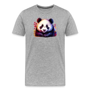Panda - Männer Premium Bio T-Shirt - Grau meliert - Vorne - Damien (186cm)